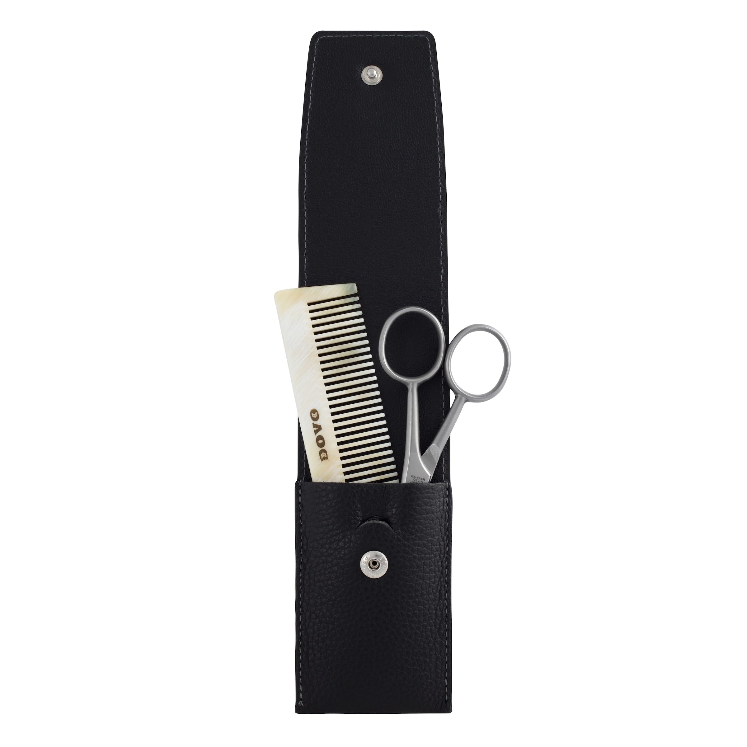 dovo-set-2-bartscheren-und-hornkamm-set-im-lederetui image 1