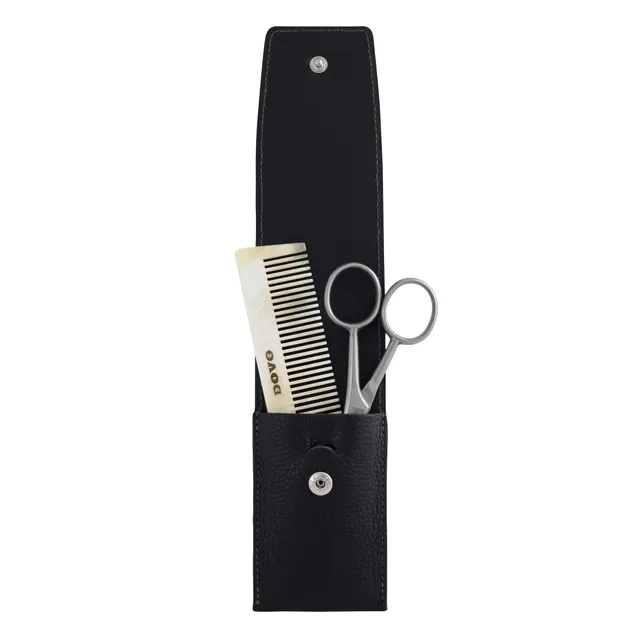 dovo-set-2-bartscheren-und-hornkamm-set-im-lederetui image 1