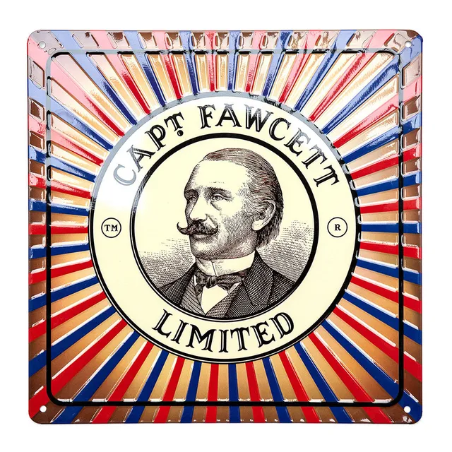 captain-fawcett-tin-plate-sign-blechschild-barbershop-deko image 1
