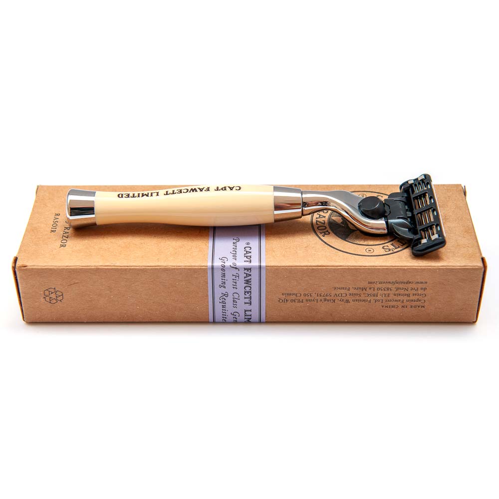 captain-fawcett-finest-hand-crafted-safety-razor-rasierhobel-imitat-elfenbein image 1