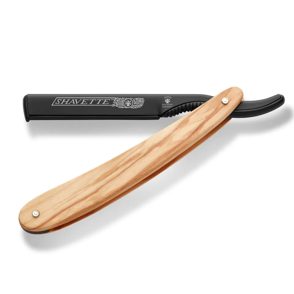 dovo-shavette-rasiermesser-olivenholz-wechselklingen-barber-messer image 1